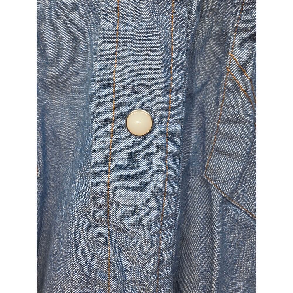 Wrangler Men's XL Blue Western Pearl Snap Shirt Long Sleeve Cowboy Chambray - Picture 5 of 10